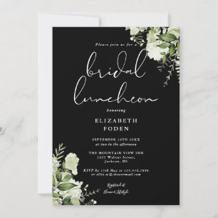 Invitation Luncheon de mariage en noir et blanc avec monogram
