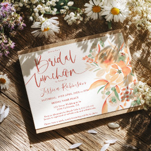 Invitation Luncheon de mariage floral en terre cuite peinte à