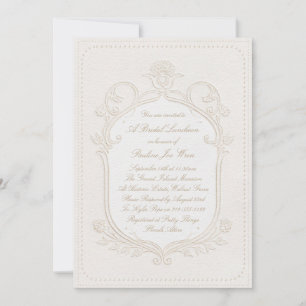 Invitation Luncheon de mariage floral rococo élégant et hérit