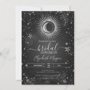 Invitation Luncheon de mariage Soleil Argent Céleste, Lune, É