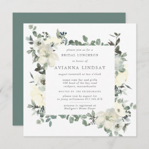 Invitation Luncheon de nuptiale rustique blanc floral