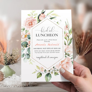 Invitation LUNCHEON LONGUEUR Géométrique Rose Floral
