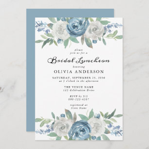 Invitation Luncheon nuptial bleu et blanc