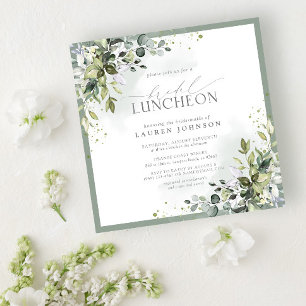 Invitation Luncheon nuptial Floral Dusty Blue Eucalyptus