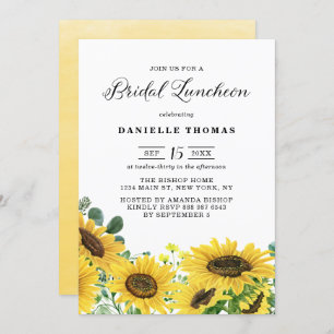 Invitation Luncheon nuptial rustique tournesol et eucalyptus