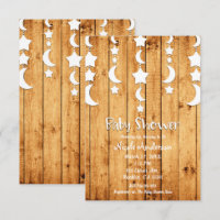 Lune Blanche & Étoiles Bois de Chêne Baby Shower