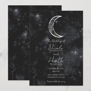Invitation Lune Blanche Noire Nuit Céleste Étoilée Mariage
