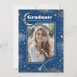Invitation Lune céleste et étoiles Diplômé en photo
