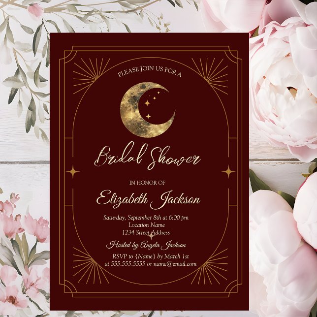 Invitation Lune Céleste Étoiles Sombre Enterrement de Vie de  (Créateur téléchargé)
