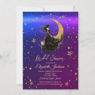 Invitation Lune céleste, fille, étoiles Fête de mariage viole