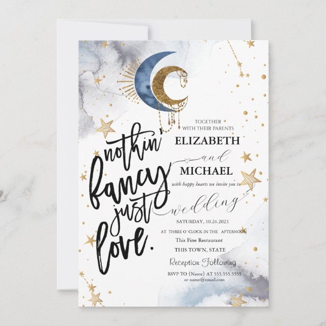 Invitation Lune Céleste, Noces Stellaires (Devant)