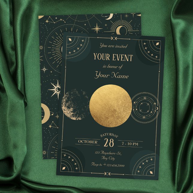 Invitation Lune céleste verte mystique (Créateur téléchargé)