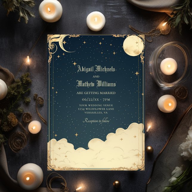 Invitation Lune céleste vintage et étoiles Mariage mystique (Créateur téléchargé)