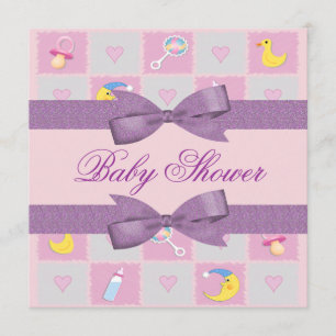 Invitation Lune, Coeurs et jouets pour bébés Baby shower de f