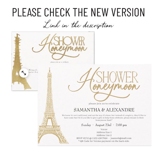 Invitation Lune de miel française à Paris Eiffel Shower pour  (https://www.zazzle.com/paris_french_honeymoon_fund_couples_wedding_shower_invitation-256146756916093)
