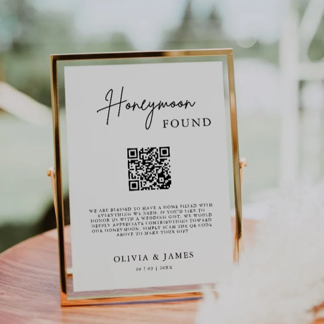 Invitation Lune de miel signature QR Code, Lune de miel Maria (Honeymoon Fund QR Code Sign, Wedding Honeymoon Invitation)
