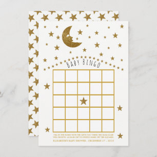 Invitation Lune d'or et bingo-test de baby shower d'étoiles