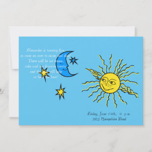 Invitation Lune endormie et soleil souriant