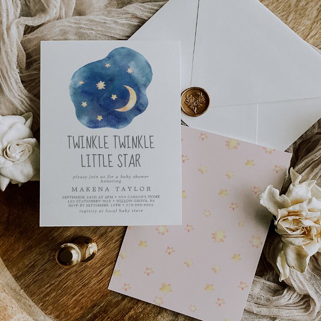 Invitation Lune et étoiles Fille Twinkle Twinkle Little Star (Créateur téléchargé)