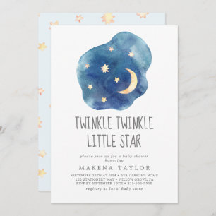 Invitation Lune et étoiles Garçon Twinkle Twinkle Little Star