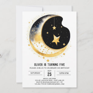 Invitation Lune et étoiles Imaginaire Anniversaire