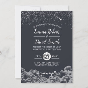 Invitation Lune et étoiles Nuit Mariage élégant
