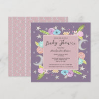 Lune Étoiles Floral Whimsical Lavender Baby shower