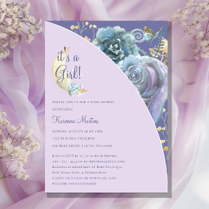 Invitation Lune lunaire lunaire violet C'est un Baby shower d