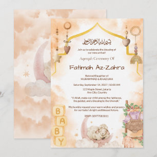 Invitation Lune & Mosquée Arche Islamique Aqeeqah & Baby Show
