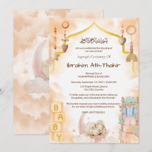 Invitation Lune & Mosquée Arche Islamique Aqeeqah & Baby Show