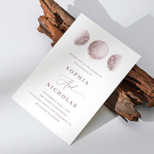 Invitation Lune mystique rose | Élégant Mariage photo (Créateur téléchargé)