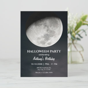 Invitation Lune noire mystique halloween anniversaire Invitat