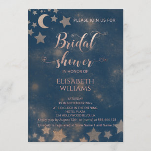 Invitation Lune romantique céleste et calligraphie étoiles