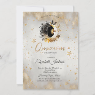 Invitation Lunes Célestes, Fleur d'Étoiles Quinceañera