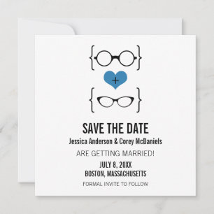 Invitation Lunettes Blue Geeky Enregistrer la date Annonce