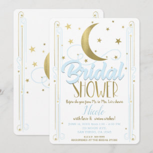 Invitation Lunettes Clair Bleu Or Lune Étoiles Réception de M