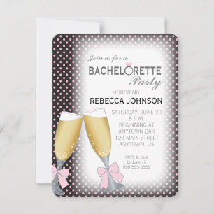Invitation Lunettes de Champagne avec Bows Bachelorte