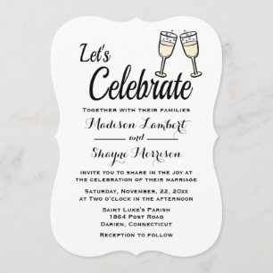 Invitation Lunettes de champagne Mariage noir et blanc