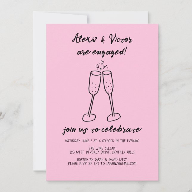 Invitation Lunettes de Champagne Soirée sur mesure (Devant)