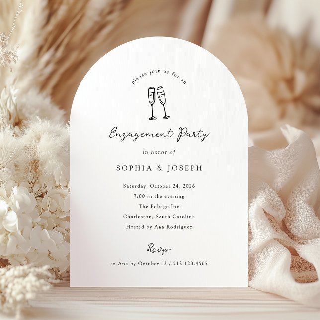 Invitation Lunettes de champagne Whimsical | Fêtes de fiançai (Créateur téléchargé)