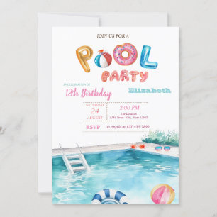 Invitation Lunettes de flotteur de piscine Fête d'anniversair