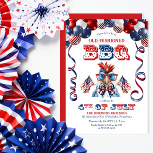 Invitation Lunettes de soleil de poulet patriotique 4 juillet