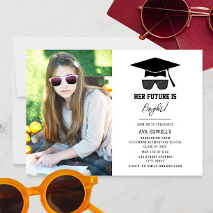 Invitation Lunettes de soleil Fille Photo Graduation