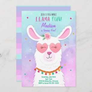 Invitation Lunettes de soleil Llama Anniversaire de enfant In