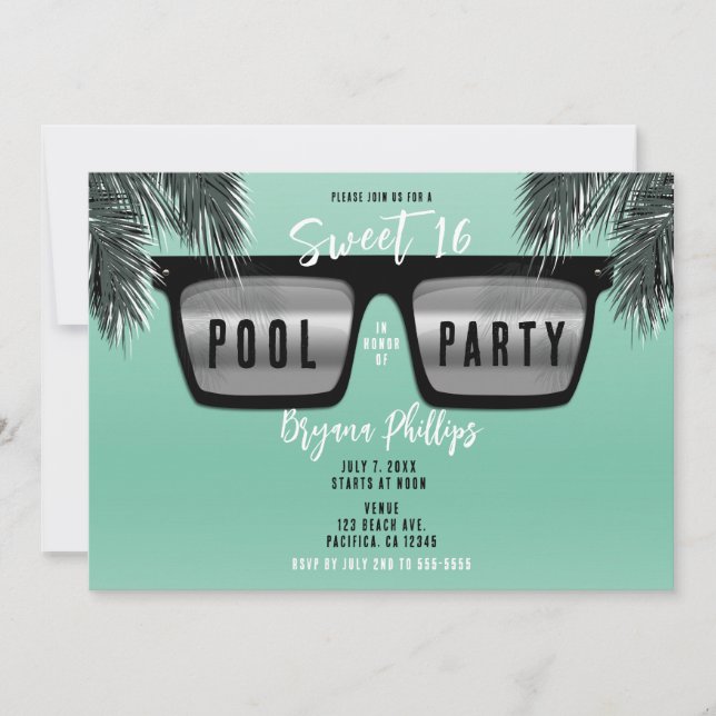 Invitation Lunettes de soleil noir et argent Turquoise Sweet  (Devant)