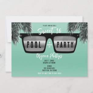 Invitation Lunettes de soleil noir et argent Turquoise Sweet