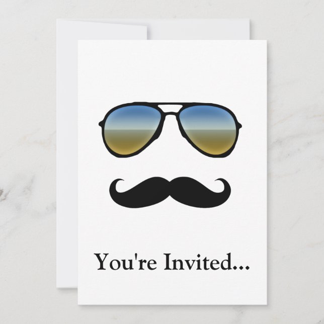 Invitation Lunettes de soleil rétro amusantes avec la moustac (Devant)