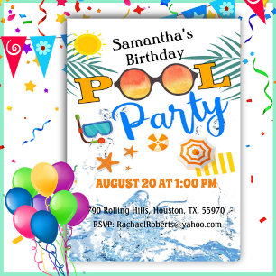 Invitation Lunettes de soleil Tropical Pool Party Anniversair