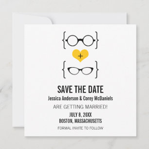 Invitation Lunettes Geeky Jaune Enregistrer la date Annonce
