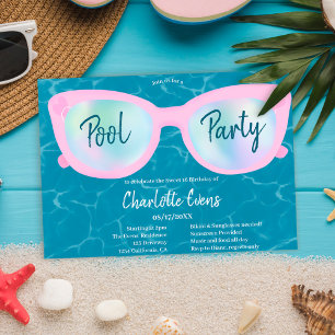 Invitation Lunettes holographiques de la fête de piscine mode